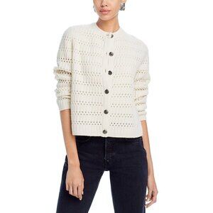 198$ C by Bloomingdale's Cashmere Crochet Knit Cardigan Sweater Size XL Ivory